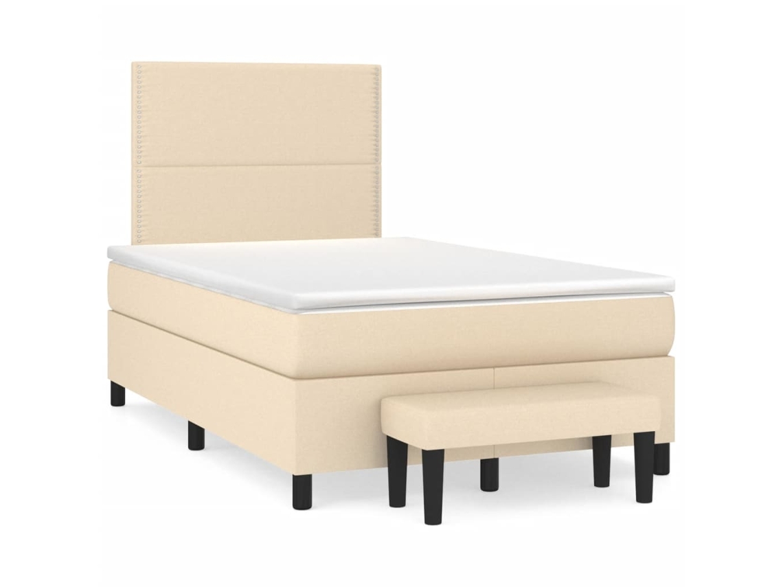 Vidaxl Cama Boxspring Com Colchão 120x190 Cm Tecido Cor Creme