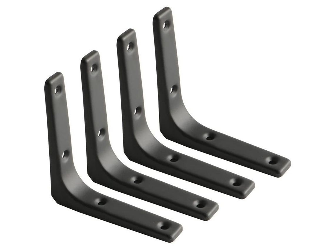 Suporte De Prateleira De Parede, Apoio De Metal Preto Mate, 100mmx100mm, 4pcs, Resistente Para Cozinha E Decoração