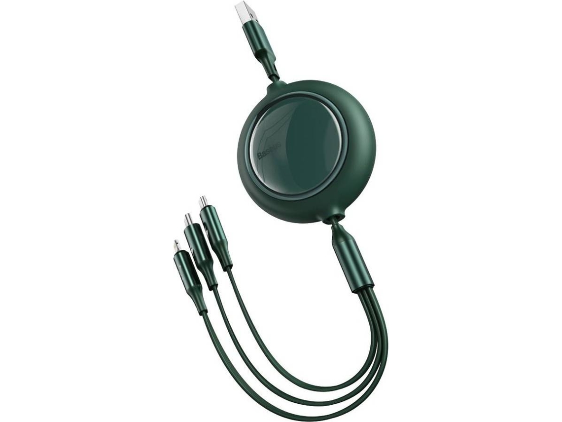Cabo BASEUS (Tipo C, Micro USB, Lightning - 1.2m - Verde)