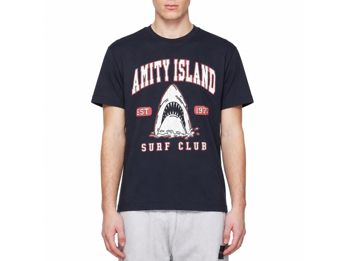 Rockinstone Jaws Movie Surf Club Collegiate Navy Adult T-shirt Size:l