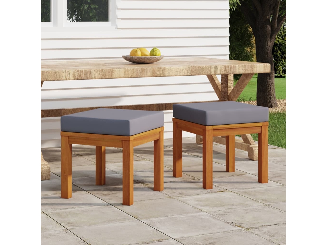 Vidaxl Bancos De Jardim C/ Almofadões 2 Pcs 40x40x42 Acácia Maciça