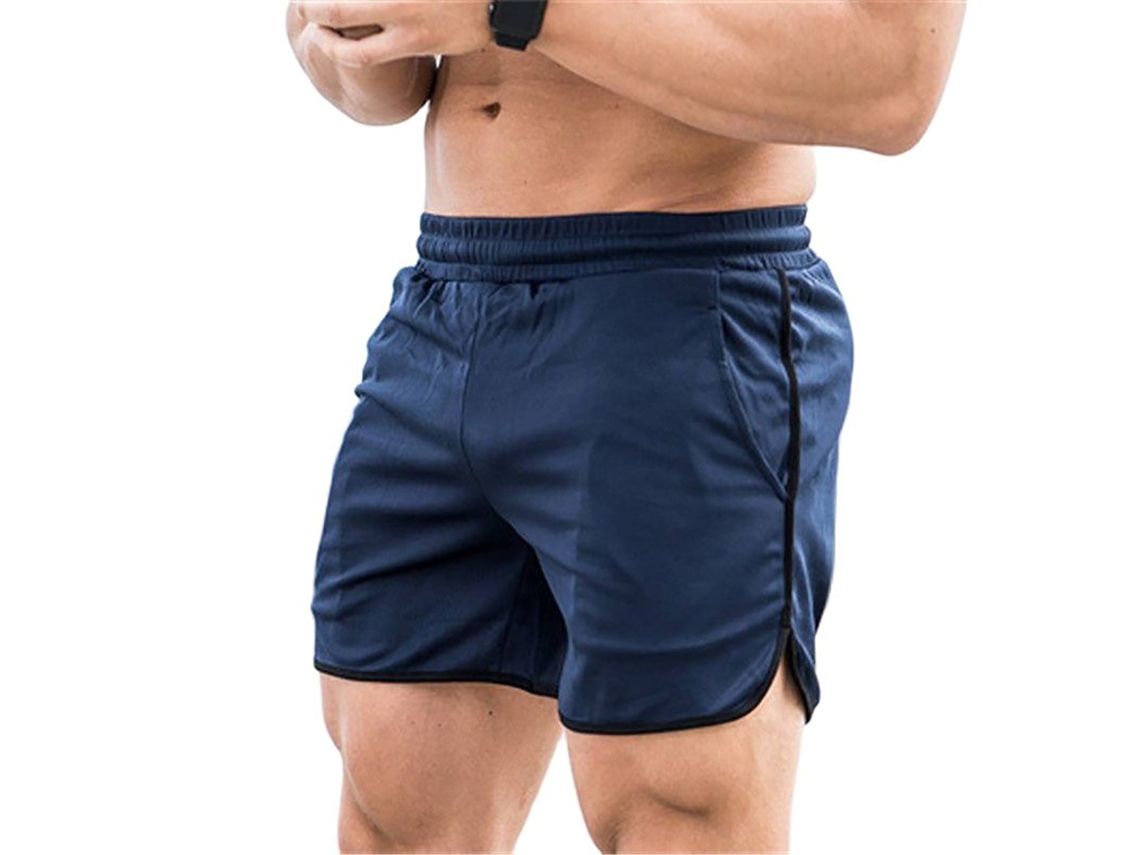 Bermudas Esportivas Masculinas De Malha Seca Rápida Com Bolsos E Cordão De Ajuste Para Corrida E Treino Azul Marinho M