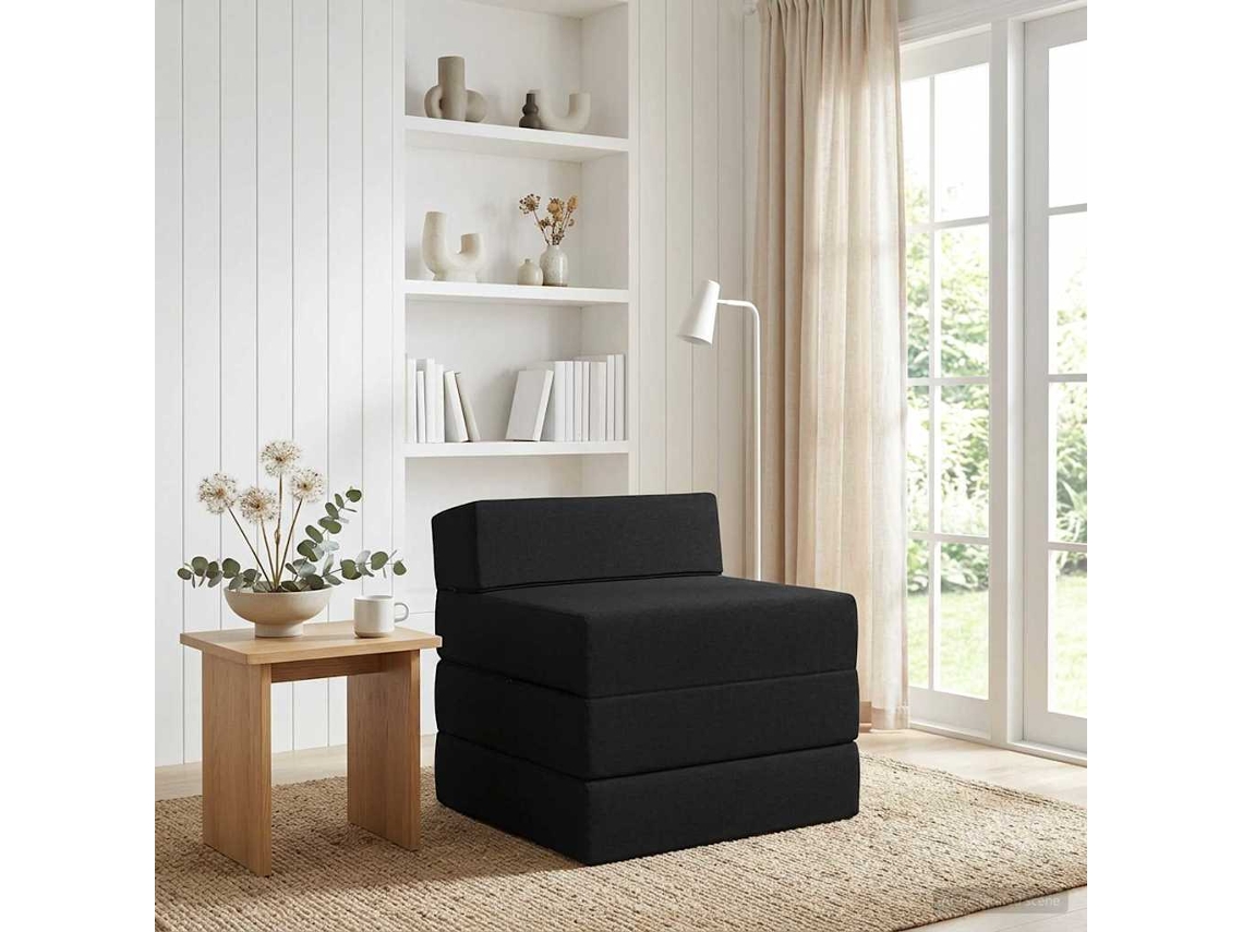 Vidaxl Sofá Cama Dobrável Preto 200 X 70 X 15 Cm Tecido