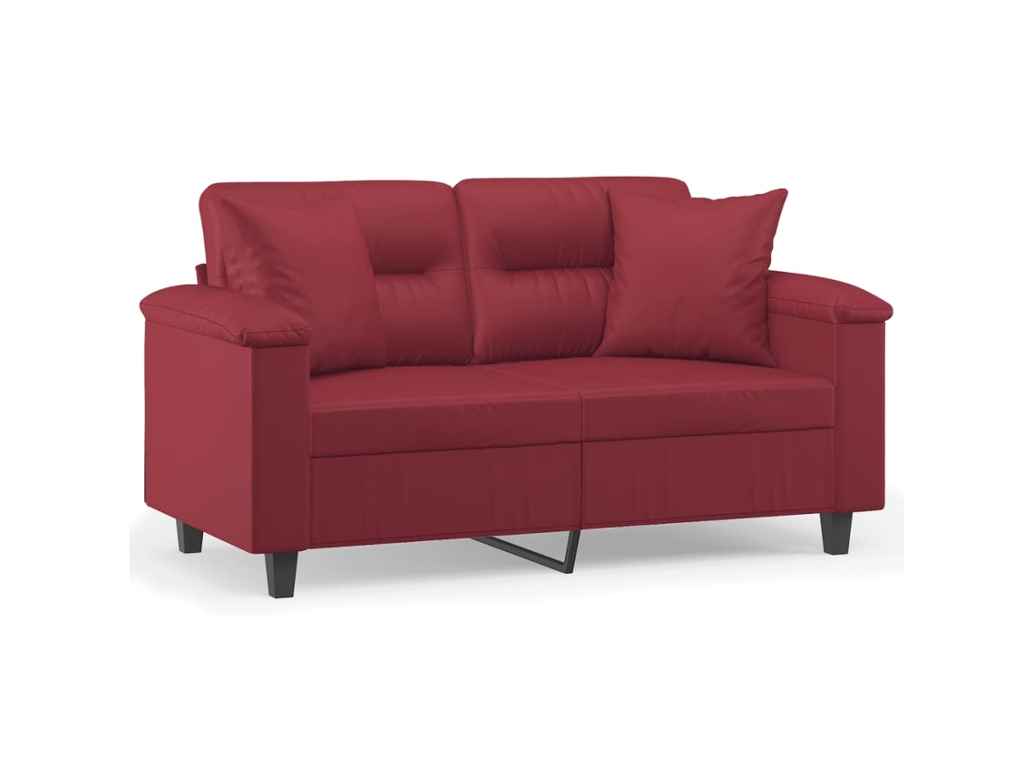 Maison Exclusive - Sofá 2 Lugares +almofadas 120cm Couro Artificial Vermelho Tinto