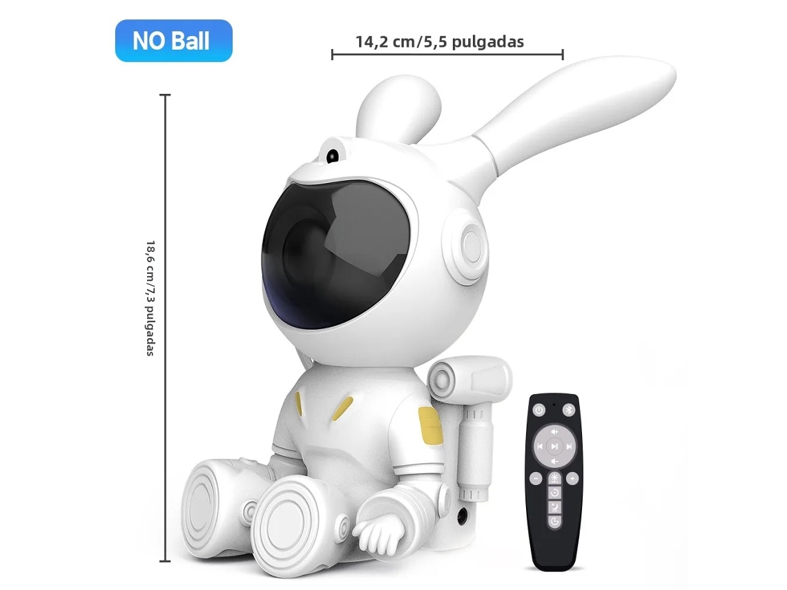 Luz de Projeção de Céu Estrelado em Led, Luminária Noturna em Formato de Coelho Astronauta MDUG (sentado com uma Bola)