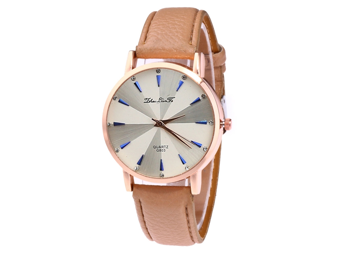 Reloj De Cuarzo Casual Para Hombre Y Mujer Con Correa De Cuero Pu Color Café Claro