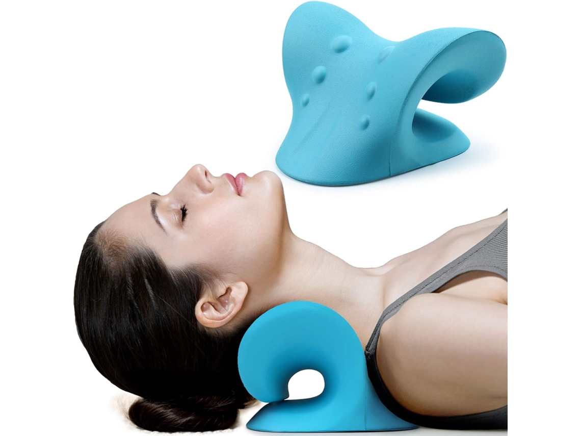Almofada Cervical em Forma de C Almofada para Massagem Cervical Almofada de Acupressão para Correção Cervical Azul MISSCA