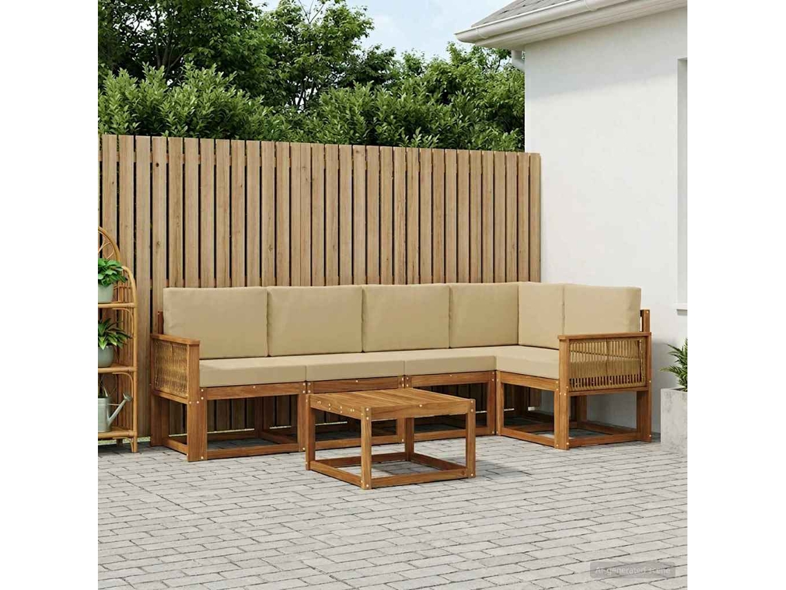 Vidaxl Conjunto De Sofás Para Exterior 6 Pcs Natural E Bege