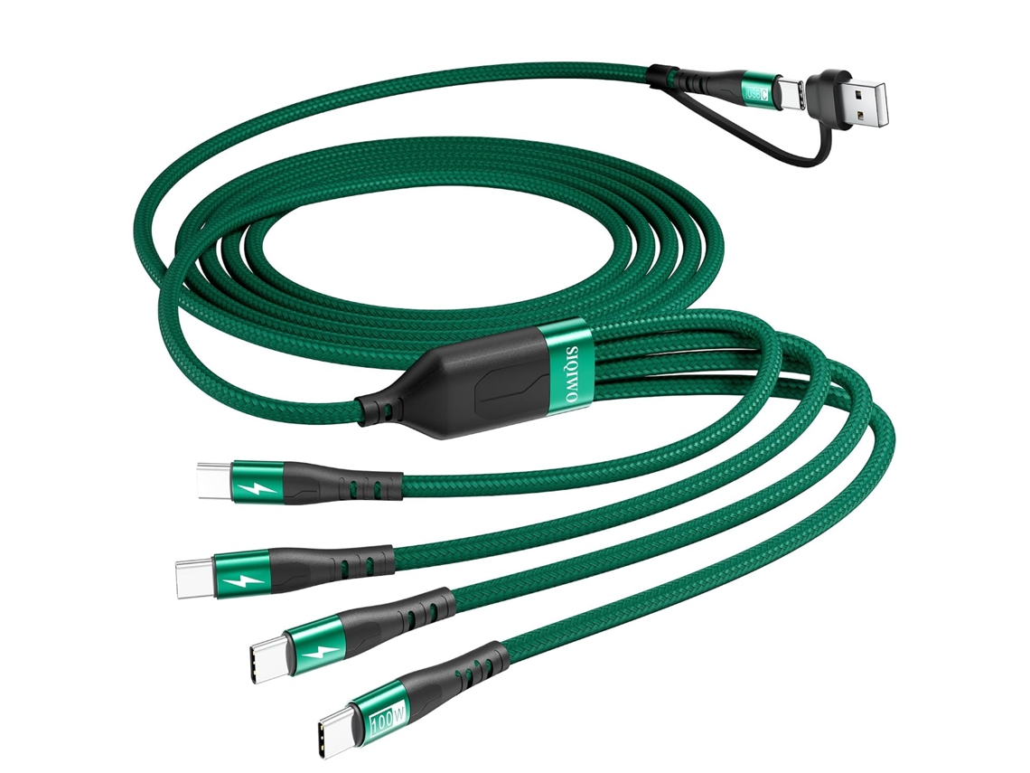 Câble De Charge Multi 4 En 2 Type C, Charge Rapide 100w Pd/qc 3.0, Entrée Usb A
