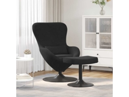 Vidaxl Cadeira Egg Com Puff Preto Veludo
