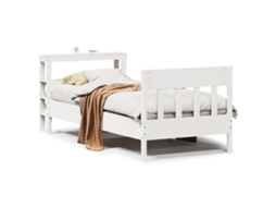 Cama Sem Colchão 75x190 cm Madeira de Pinho Maciça Branco MAISON EXCLUSIVE
