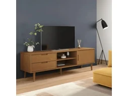 Vidaxl Móvel De Tv Molde 158x40x49 Cm Pinho Maciço Castanho