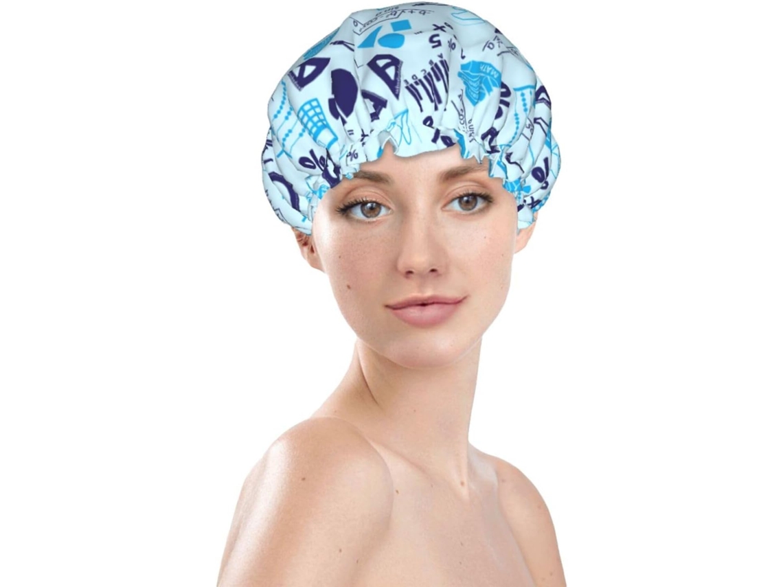Touca De Banho Feminina, Reutilizável, Impermeável, Dupla Camada, Com Elástico, Ideal Para Cabelos Longos, Com Estampa
