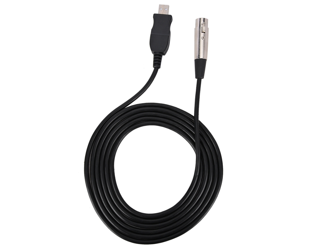 Adaptador De Microfone Xlr Fêmea Para Usb Link Cabo Preto Conexão Mic