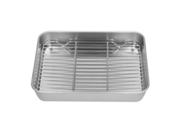 Sartén De Asar Com Rack De Aço Inoxidável Retangular Fácil De Limpar Para Cozinhar E Assar 23.5x17.5x5cm