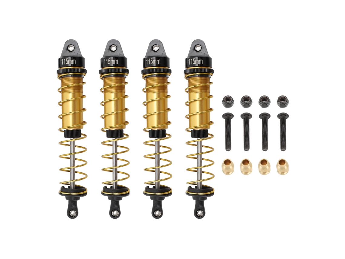 4pcs Amortecedor De Liga De Alumínio 115mm Para Carro Rc Crawler 1/10 Dourado