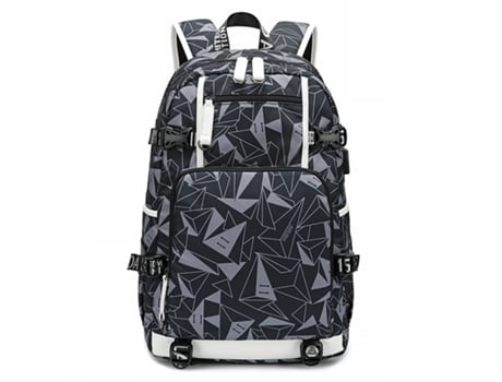 Mochila de ombro mochila de estudante simples mochila de estudante casual mochila de homem de 16 polegadas Cinzento impresso