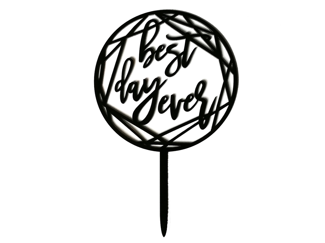 Topper de Bolo de Acrílico Preto Feliz Aniversário para Casamento Festa Jm00143 S/MARCA