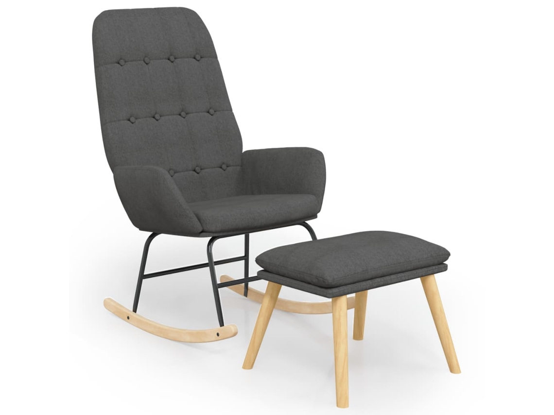 Rocking Chair With Footstool, Rocking Chairs With Footstools Vidaxl Cinzeto Tecido