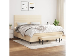 Vidaxl Cama Com Molas/colchão 160x200 Cm Tecido Cor Creme