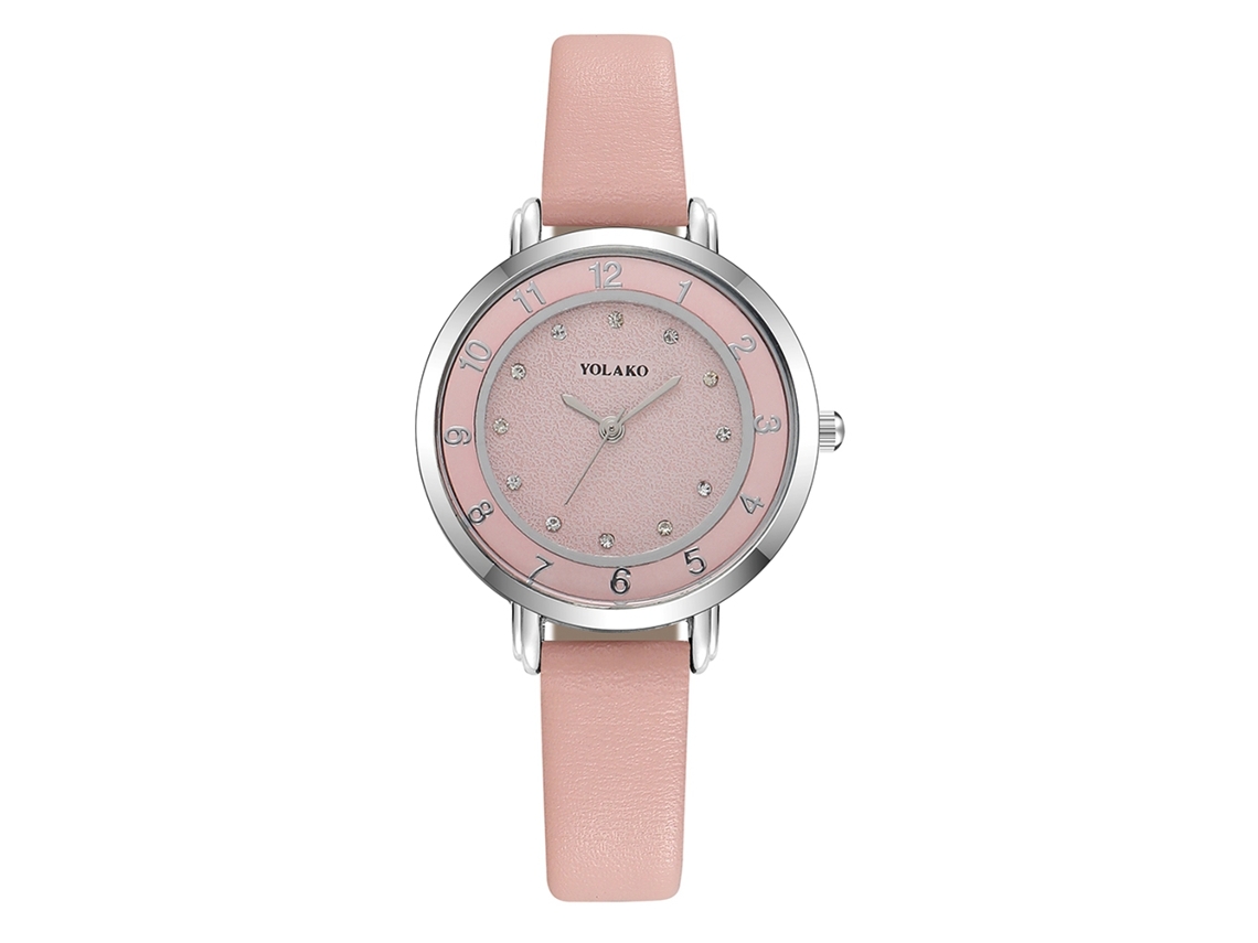 Relógio de Pulso Feminino Yolako Casual Quartzo com Mostrador Redondo Rosa