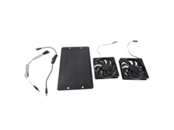 Primerox kit Ventilador Solar 20w Duplo 12v com Interruptor para Rv Estufa Casa Pet