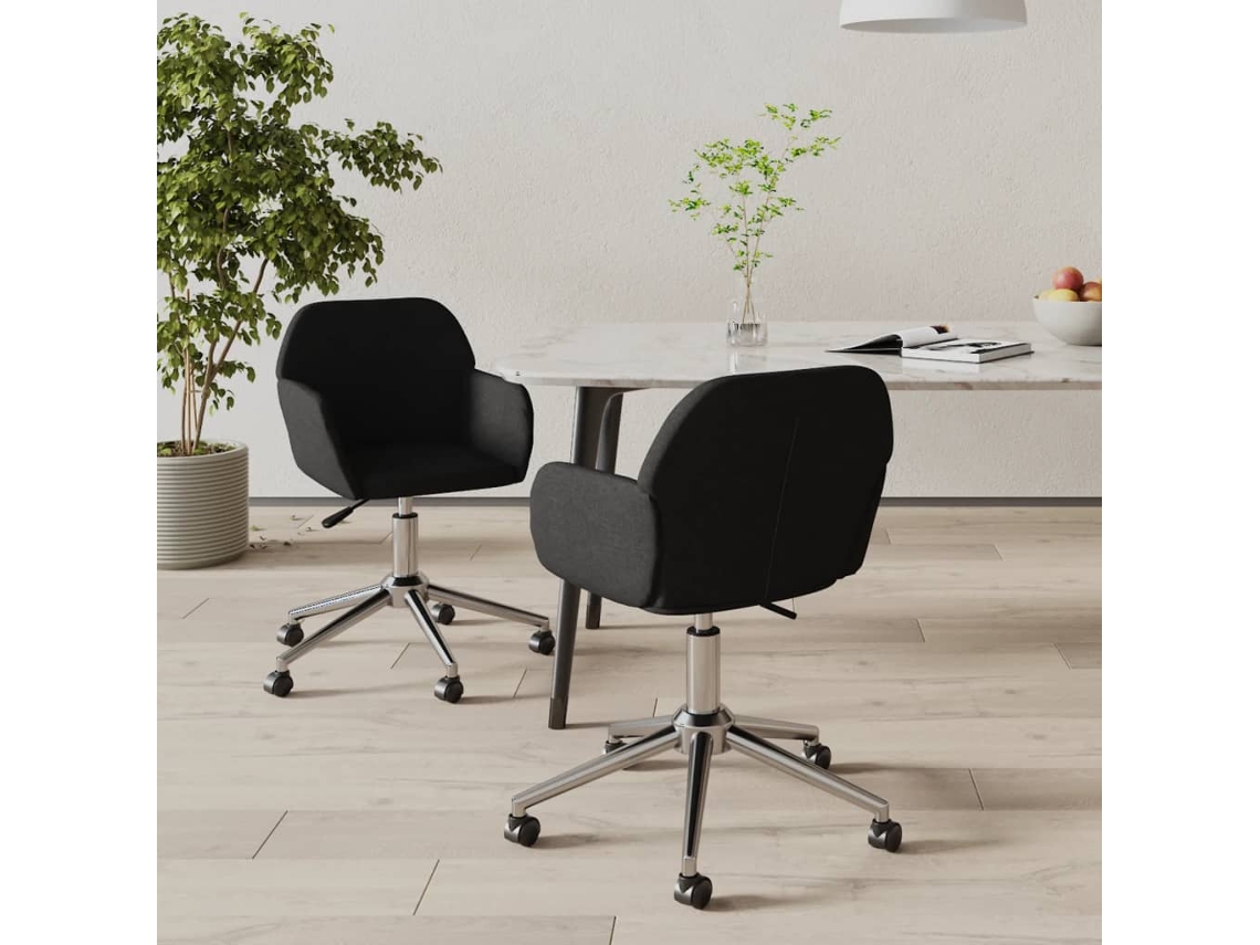 Vidaxl Cadeiras De Jantar Giratórias 2 Pcs Tecido Preto