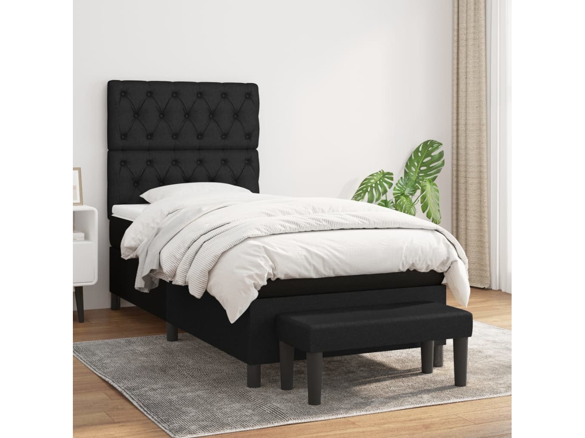 Vidaxl Cama Com Molas/colchão 80x200 Cm Tecido Preto