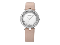 Relógio Feminino Casual de Quartzo com Strass Pulseira Pu Rosa e Branco