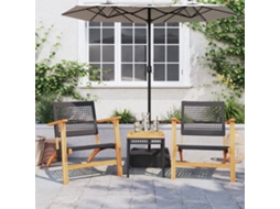 Vidaxl 3 Pcs Conjunto De Bistrô Vime Pe/madeira De Acácia Maciça Preto