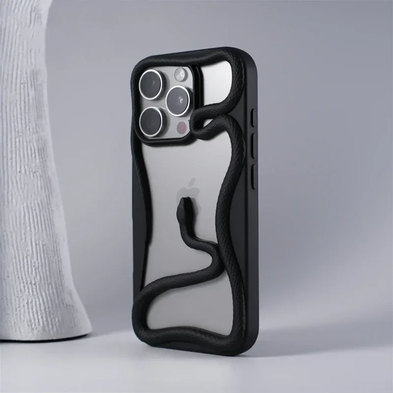 (preto, Iphone 12 Pro) Capa Antichoque Com Dissipação De Calor E Padrão De Cobra Em Relevo 3d
