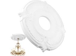 Lustre Europeu Com Medalhão De Teto De Design Elegante E Fixação Segura Por Adesivo.
