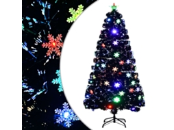 Vidaxl Árvore De Natal Com Flocos De Neve Led 120 Cm Fibra Ótica Preto