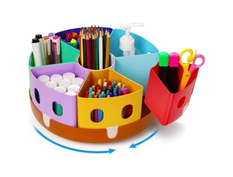 Organizador De Materiais Artísticos Giratório Colorido Para Mesa Aiaididiy