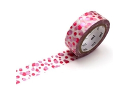 Fita Adesiva Motivo Bolinhas Rosa Vermelha 15mm 7m Decorativa Reposicionável Scrapbooking Aquaforge