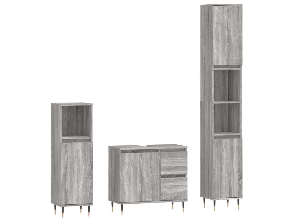 Bathroom Furniture Set, Bathroom Furniture Sets Vidaxl Cinzeto Madeira Processada (n/a)