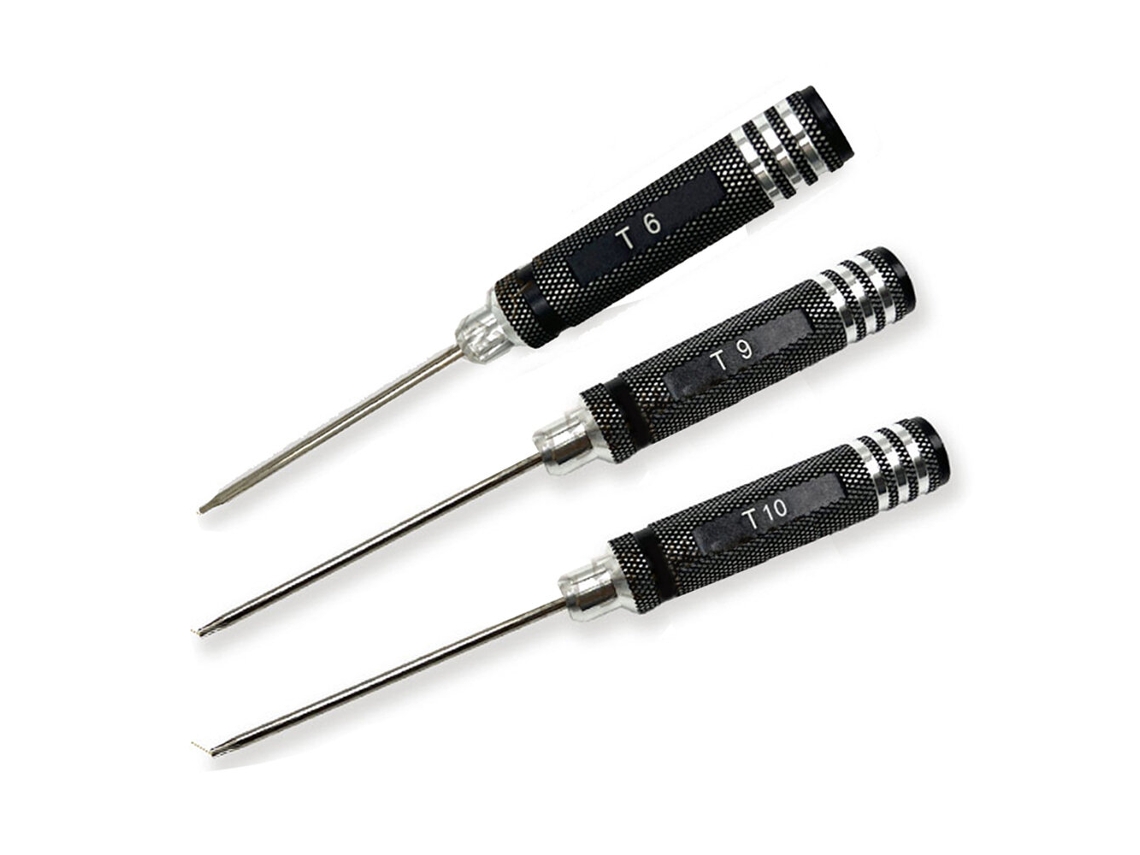 Chave de Fenda de Aço Rápido T6 + T9 + T10 com Encaixe Hexagonal Torx, Cabo de Alumínio Antiderrapante, Ideal para Reparos em Aeromodelos. MDUG