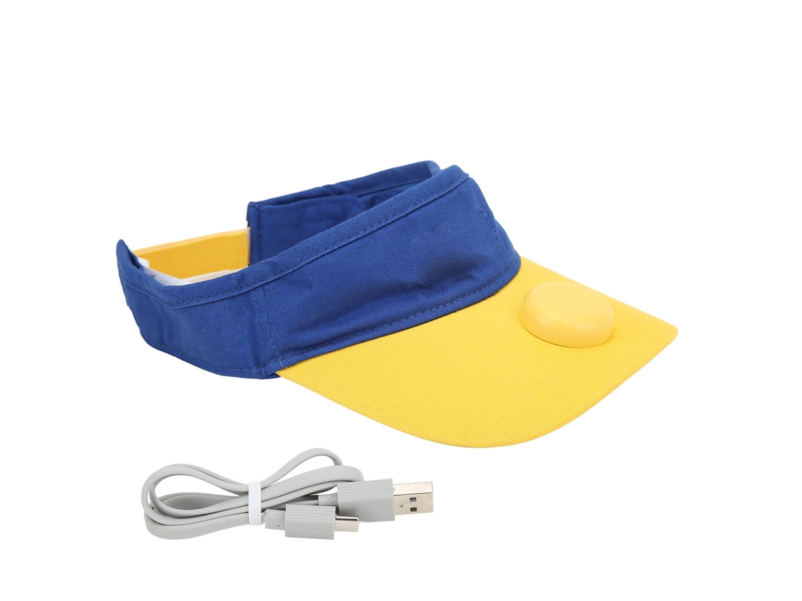 Boné Com Ventilador Sem Lâminas Para Crianças De 6-12 Anos, Proteção Solar, Ajustável, Carregamento Usb, Azul