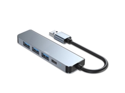 Hub Usb A 5 Em 1 Tech Protect Usb C / Usb A Cinza Brilvibera