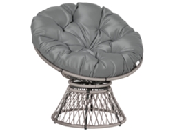 Poltrona Giratória Jardim QINGYU TECH com Encosto de Ø97x86cm e Almofada