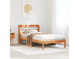 Vidaxl Estrutura Cama C/ Cabeceira 100x200cm Pinho Maciço Castanho-mel