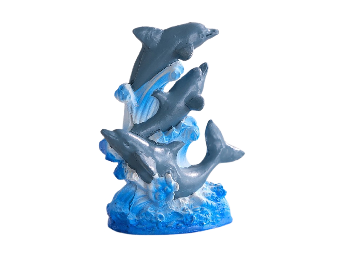 Resinado com 3 Golfinhos Cinzentos, Peça Decorativa Náutica LAXISCREED