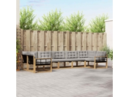 Vidaxl Conjunto De Sofás Para Exterior 7 Pcs Branco E Cinzento-claro