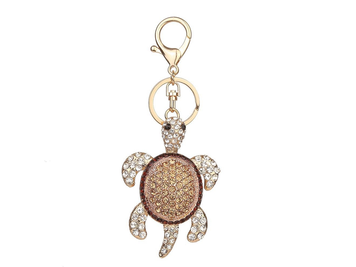 Pingente Tartaruga Com Strass E Liga Decoração Porta-chaves