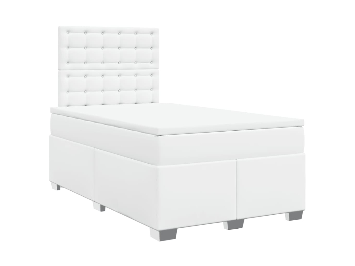 Cama Boxspring com Colchão 120x190 cm Couro Artificial Branco MAISON EXCLUSIVE