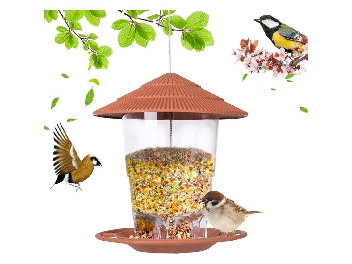 Comedero Para Pájaros Colgante Con Techo, Diseño Plegable, Resistente A La Lluvia, Ideal Para Exteriores