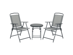 Conjunto de jardim 3 peças com 2 cadeiras e mesa de centro em metal 53,5x64x93 cm e 45x50 cm cinza S/MARCA