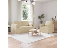 Vidaxl Conjunto De Sofás 2 Unid. Creme Tecido
