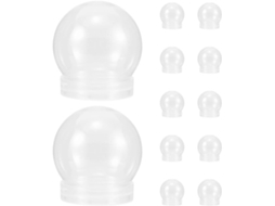 Conjunto 12 Globos Artesanato Decoração Sazonal Tampas Rosca Plástico Transparente 150ml Neve GOKOCO