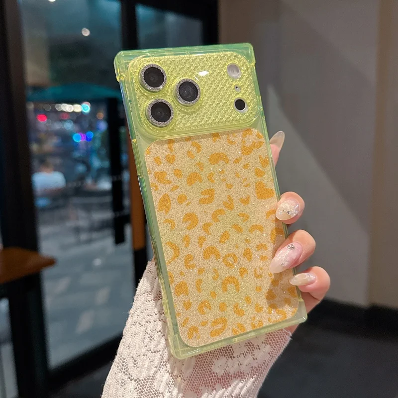 Capa Brilhante Para Celular (iphone 16 Amarelo), Capa Quadrada À Prova De Choque Com Proteção Contra Quedas.
